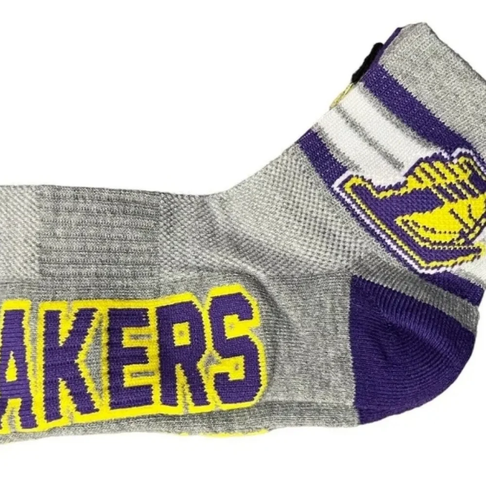 LA Lakers NBA Socks Men's Shoe Size 6-12 Pack Of 3 1/4 Cut - Picture 9 of 11